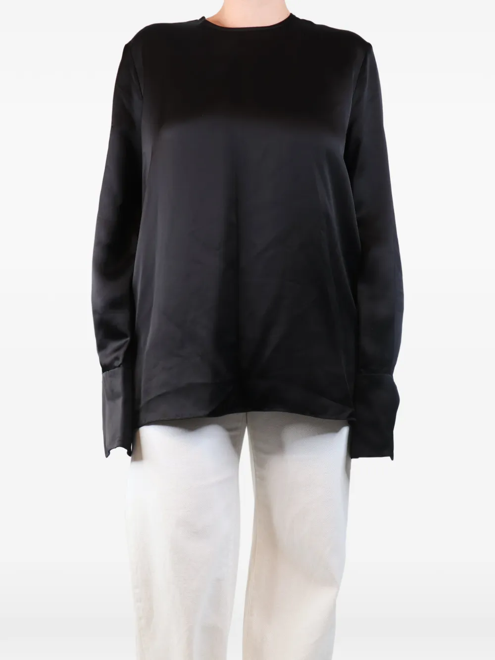 Raey satin wide-cuff blouse - Black