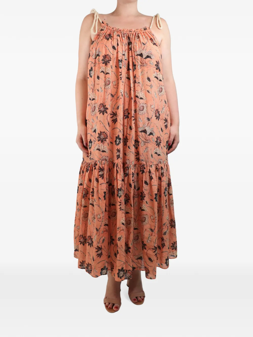 Pre-owned Ulla Johnson Primrose Cari Floral-print Maxi Dress In Orange