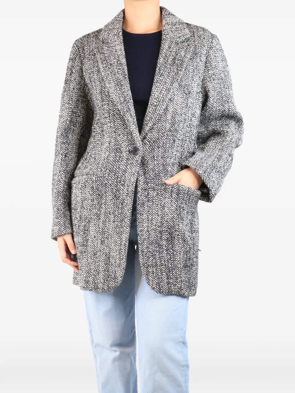 Isabel Marant Vintage Mantel mit Fischgrätenmuster - Schwarz