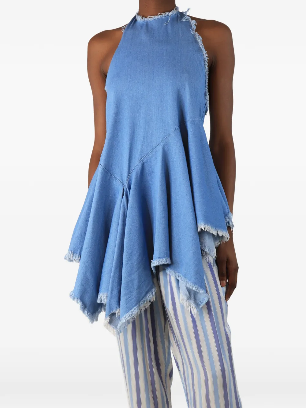 Marques'Almeida Top con scollo all'americana - Blu