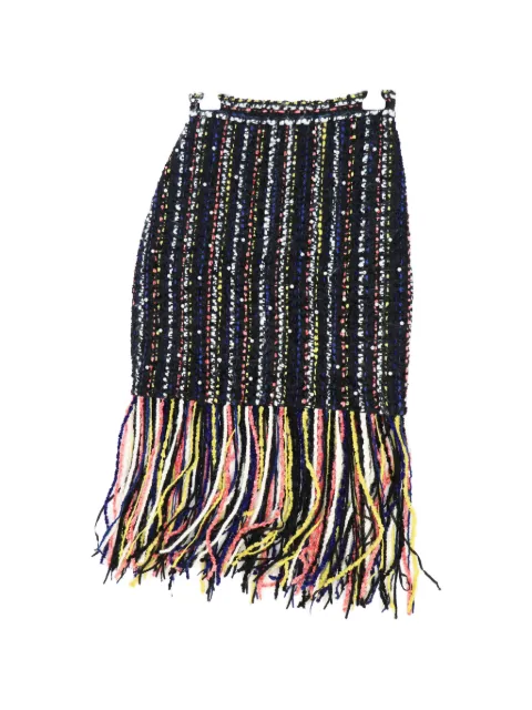 MSGM pearl-embellished fringe skirt