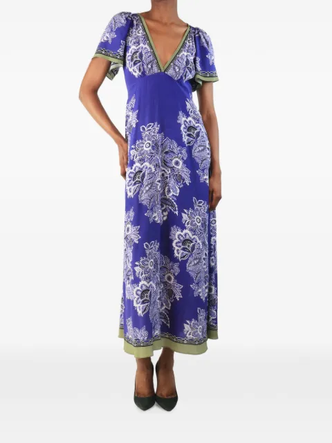 Etro Pre-Owned floral-print V-neck silk midi dress