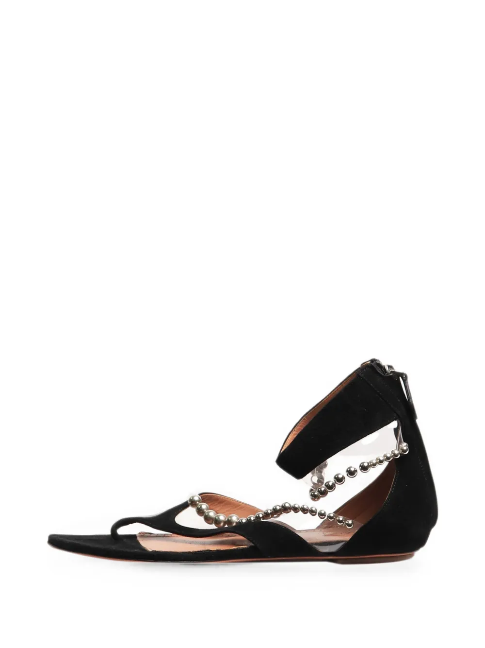 Pre-owned Alaïa Beaded Suede Sandals In Black