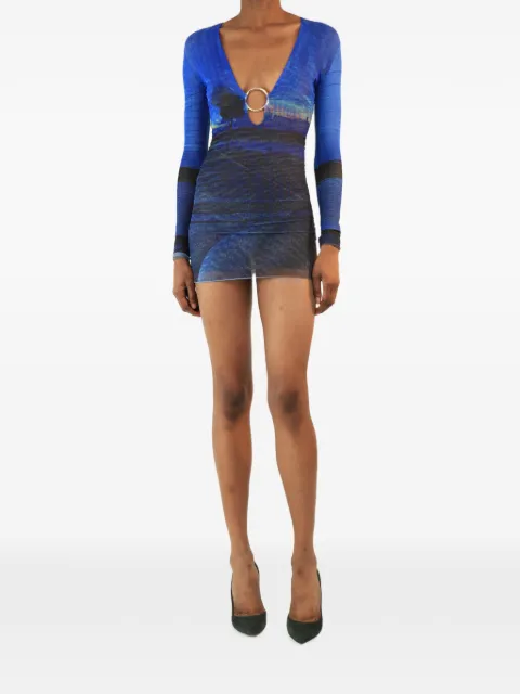 Louisa Ballou printed mesh mini dress