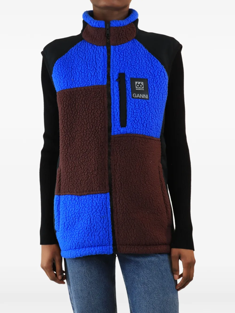 GANNI Gilet con design color-block - Blu