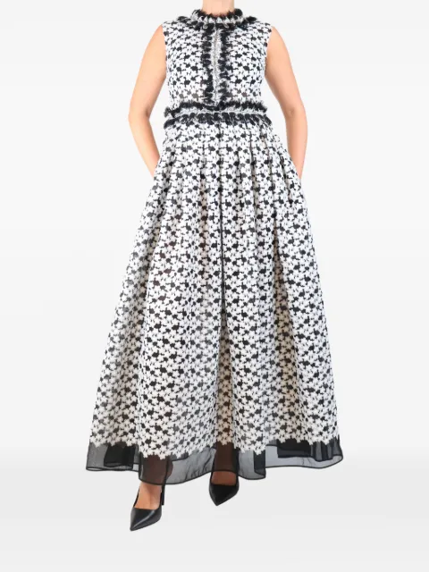 Huishan Zhang floral-appliqué lace-trim maxi dress