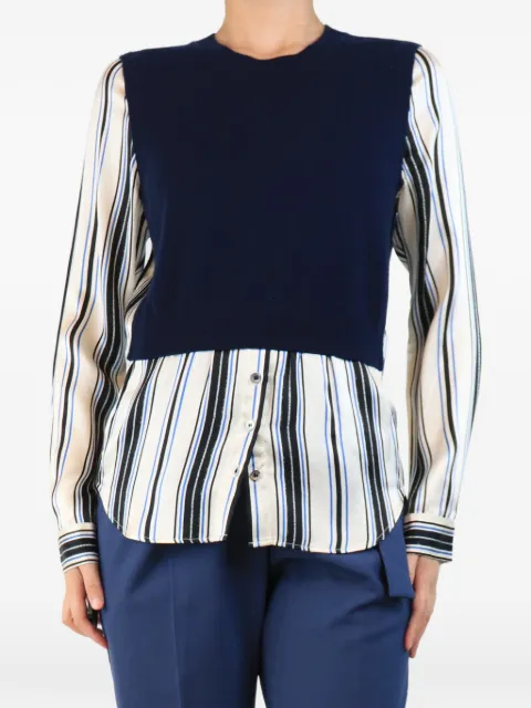 Veronica Beard layered striped silk-sleeve sweater