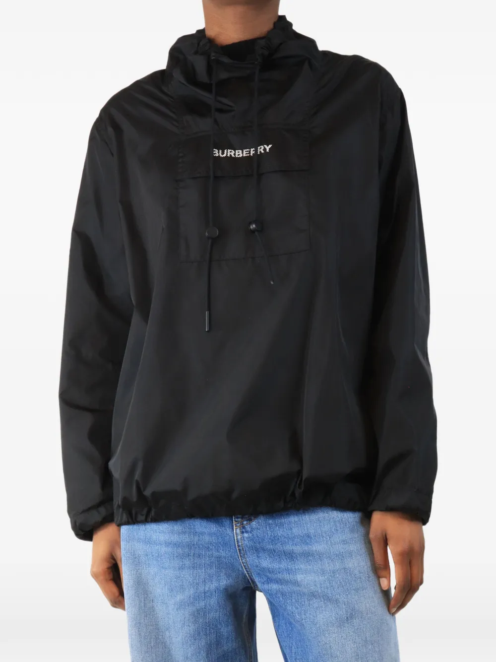 Burberry Pre-Owned Felpa con ricamo logo e tasca a marsupio - Nero