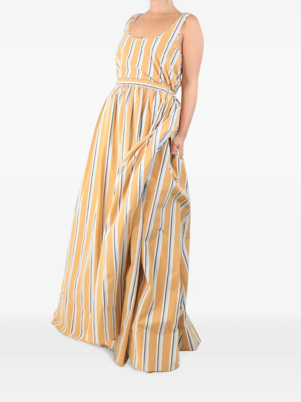 Brock Collection Oriana striped-cotton maxi dress - Orange
