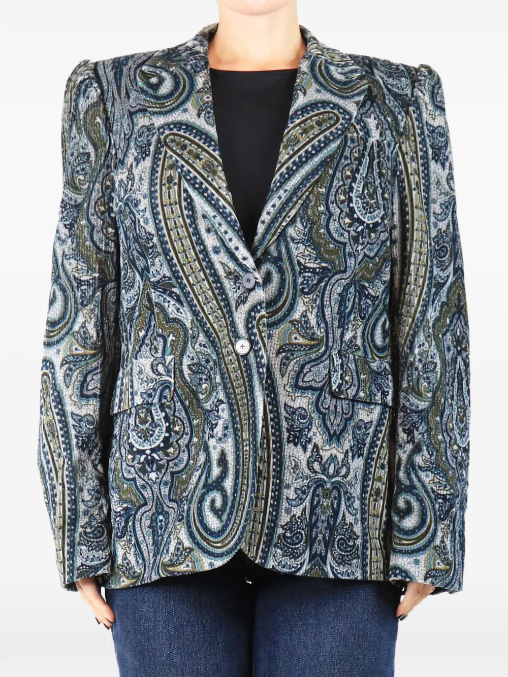 Maria De La Orden paisley-print corduroy blazer - Blau