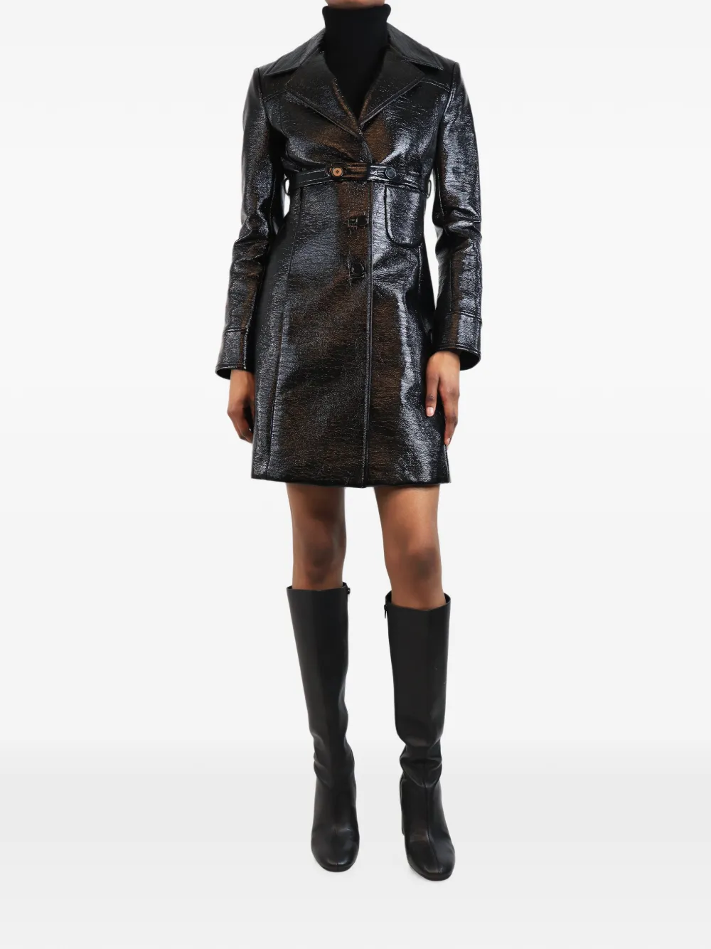 Courrèges Pre-Owned vinyl single-breasted coat - Black