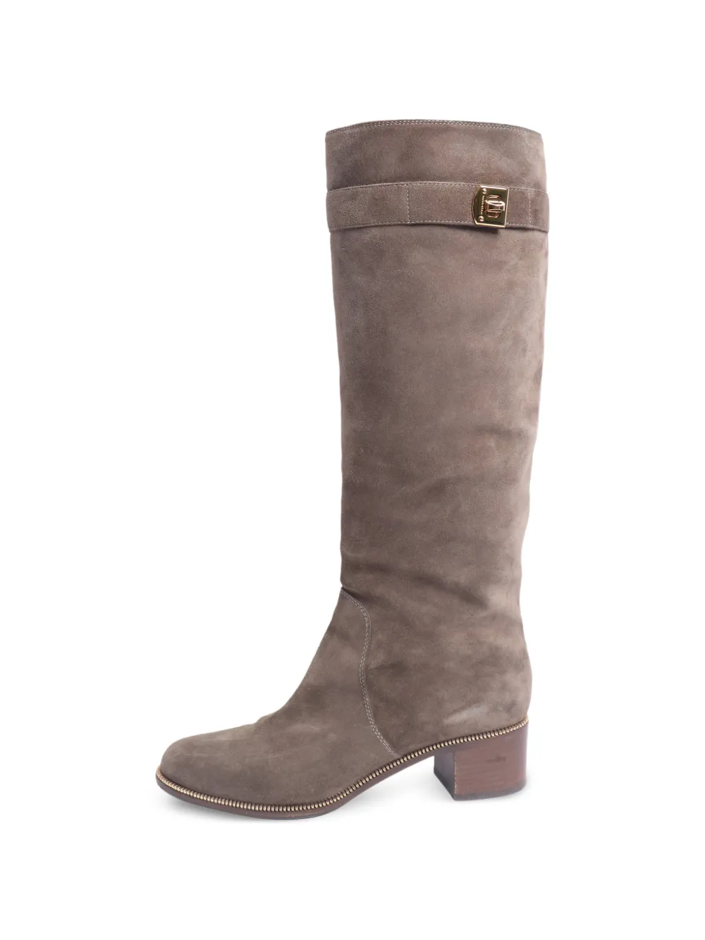 Sergio Rossi Vintage Kniehohe Stiefel mit Lock - Braun