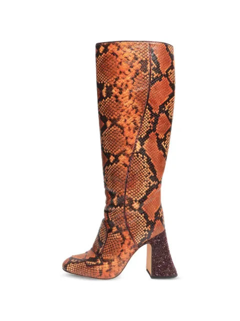 Rochas Vintage snakeskin glitter-heel knee-high boots