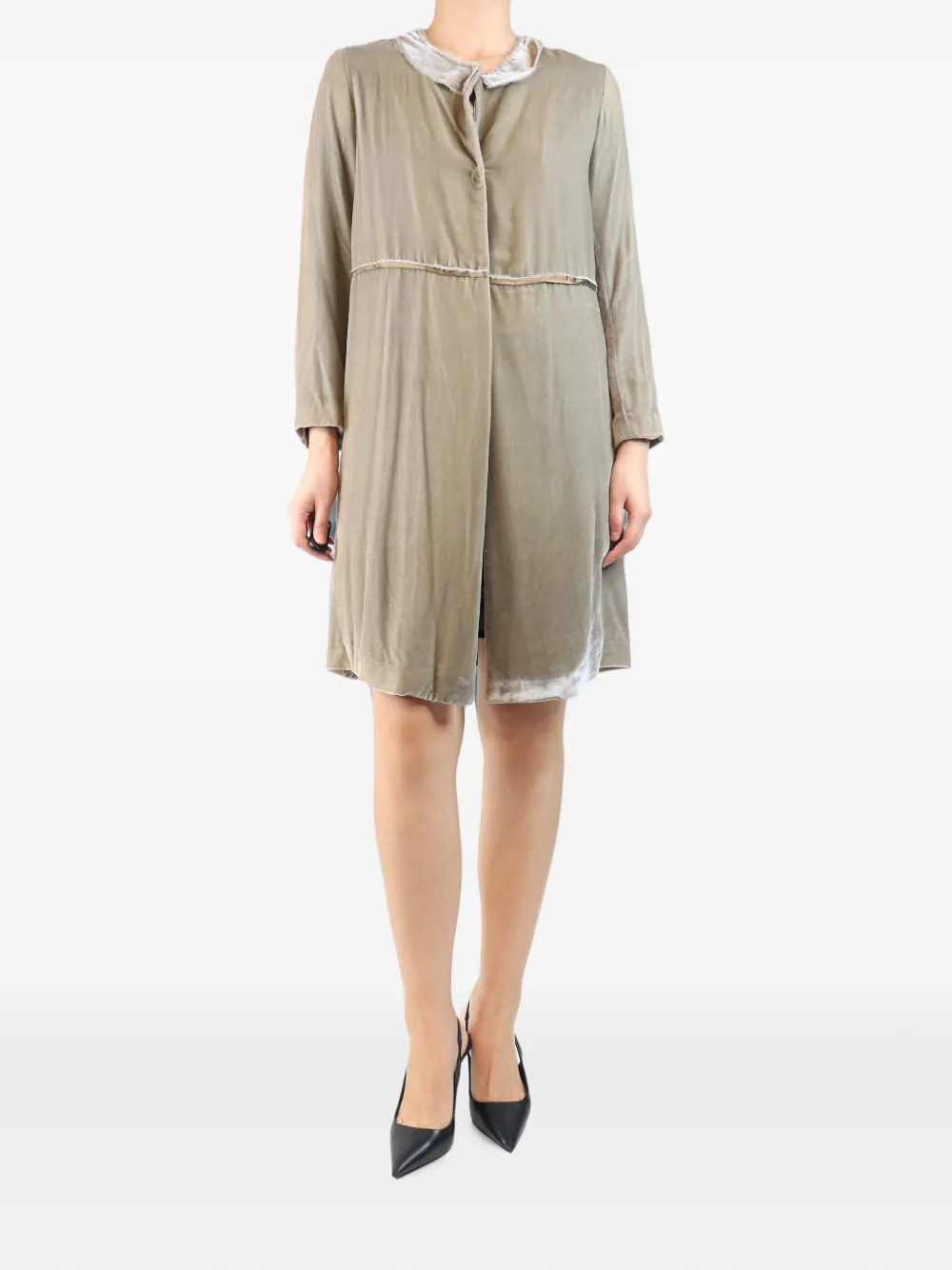 COLOMBA LEDDI exposed-hem velvet coat - Neutrals