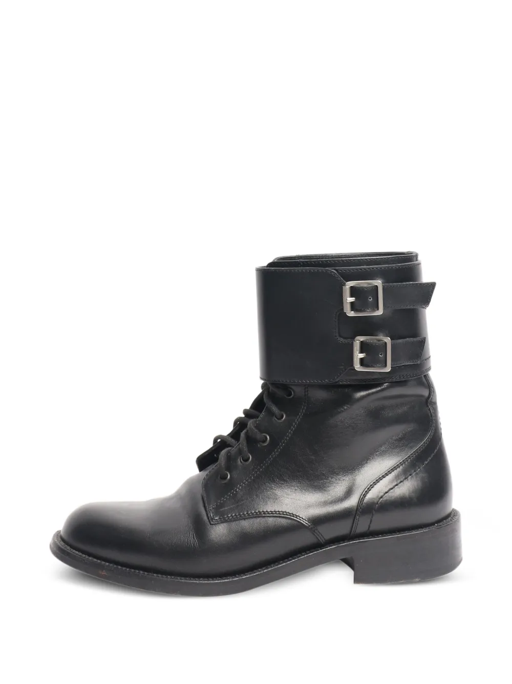 Saint Laurent Pre-Owned Anfibi Patti con fibbia - Nero