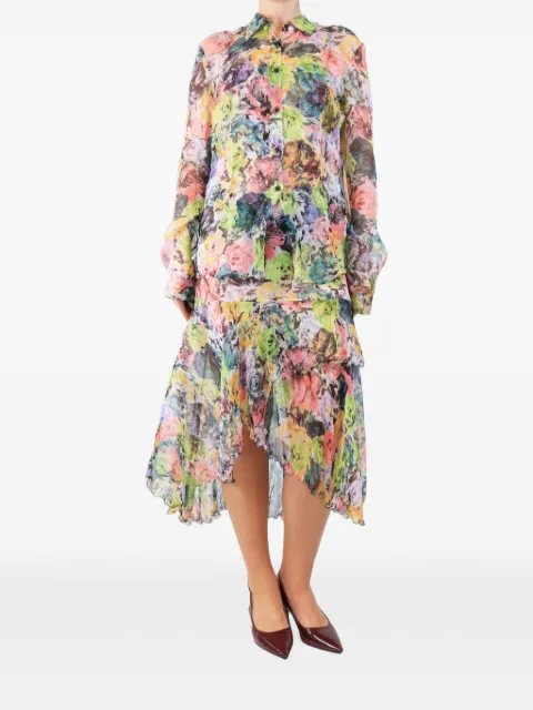 Dries Van Noten Pre-Owned blusa con estampado floral transparente