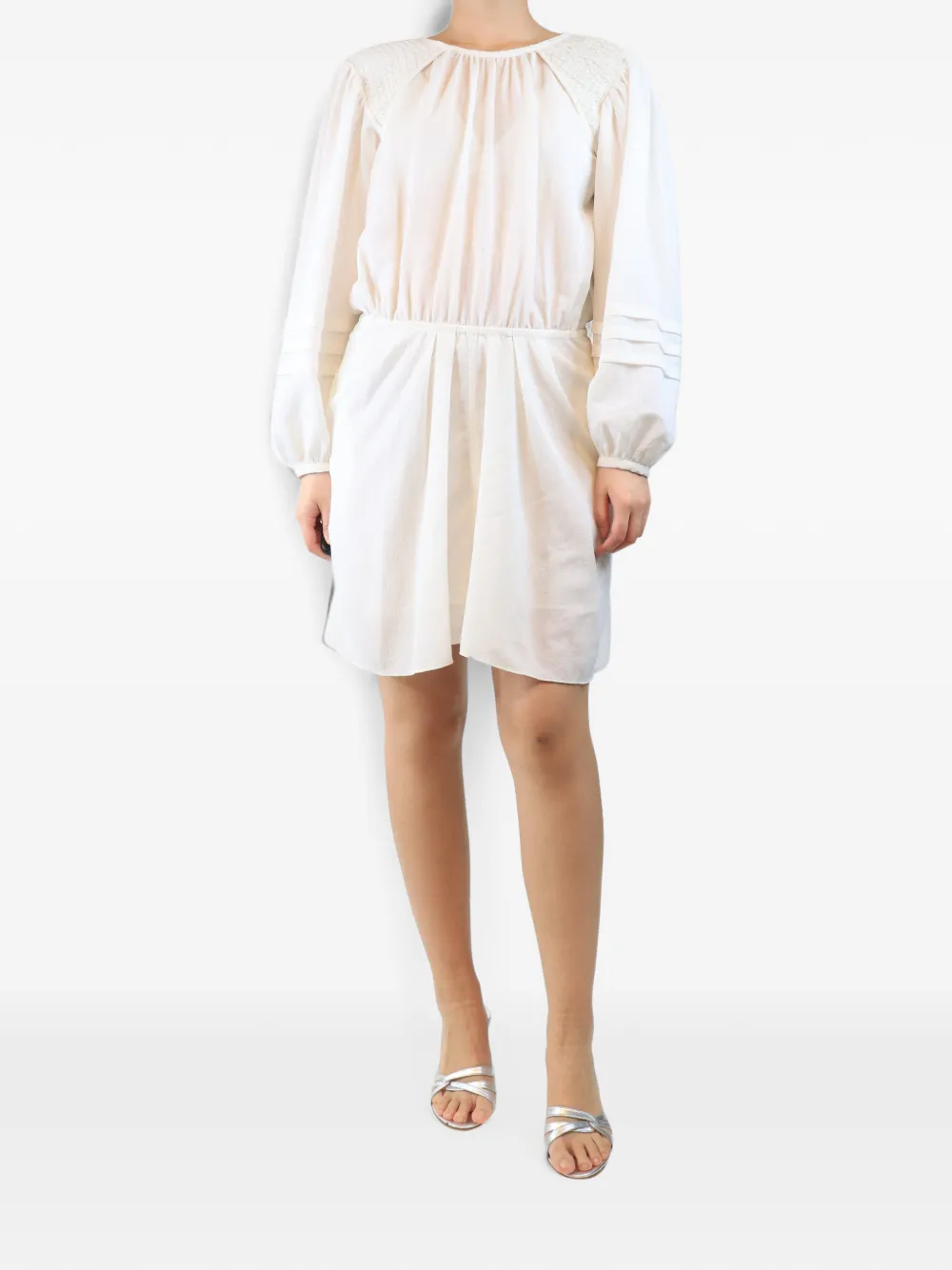 Isabel Marant Vintage smocked-shoulder mini dress - White