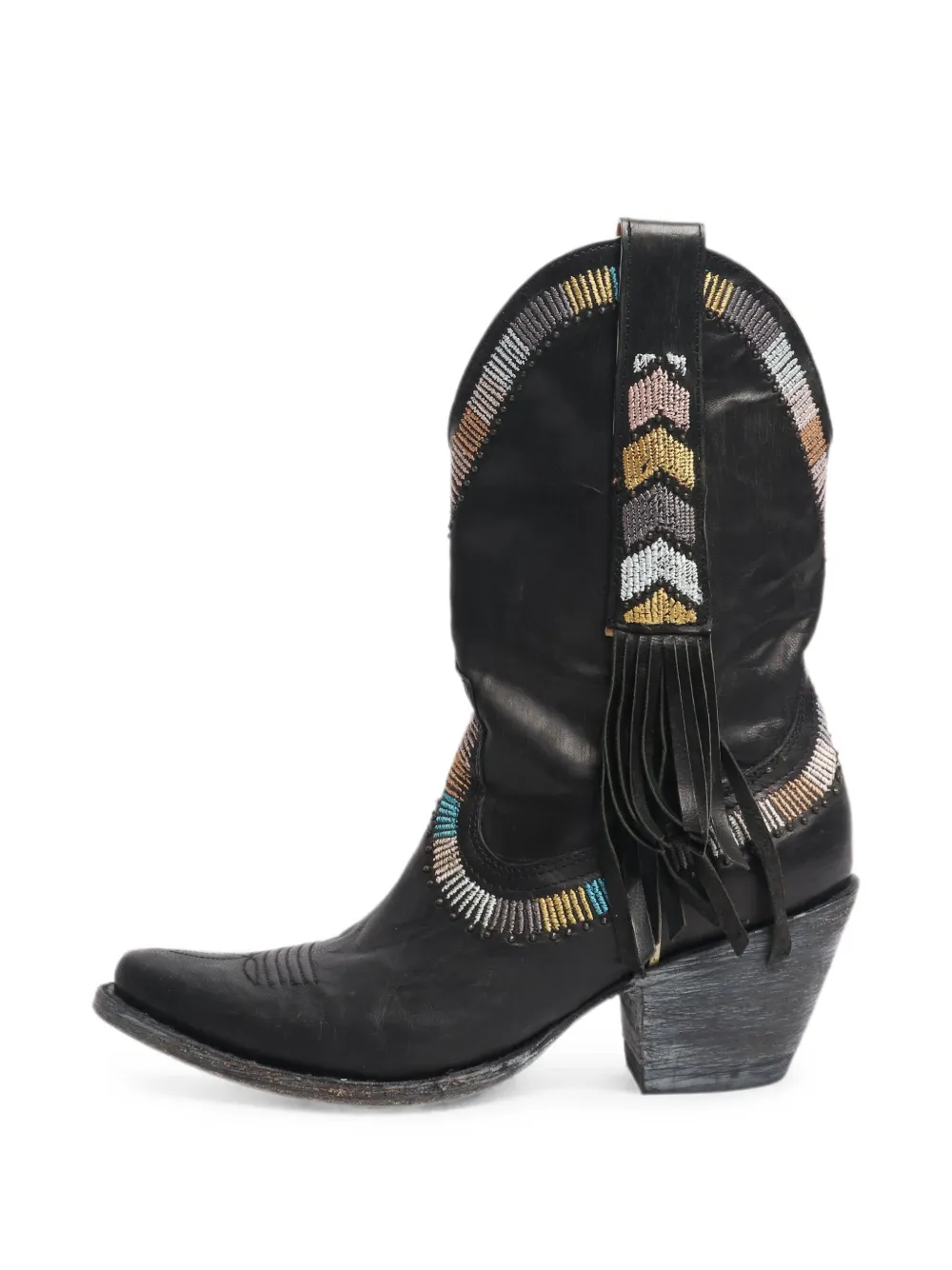 Jessie Western bottes d'inspiration western à franges - Noir