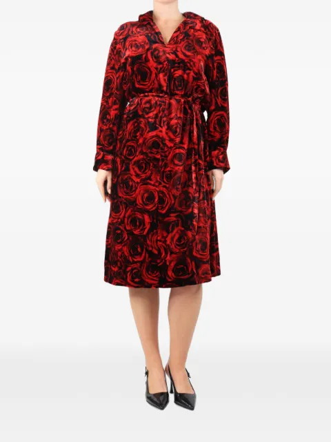 Dries Van Noten Pre-Owned vestido midi con estampado floral y cinturón