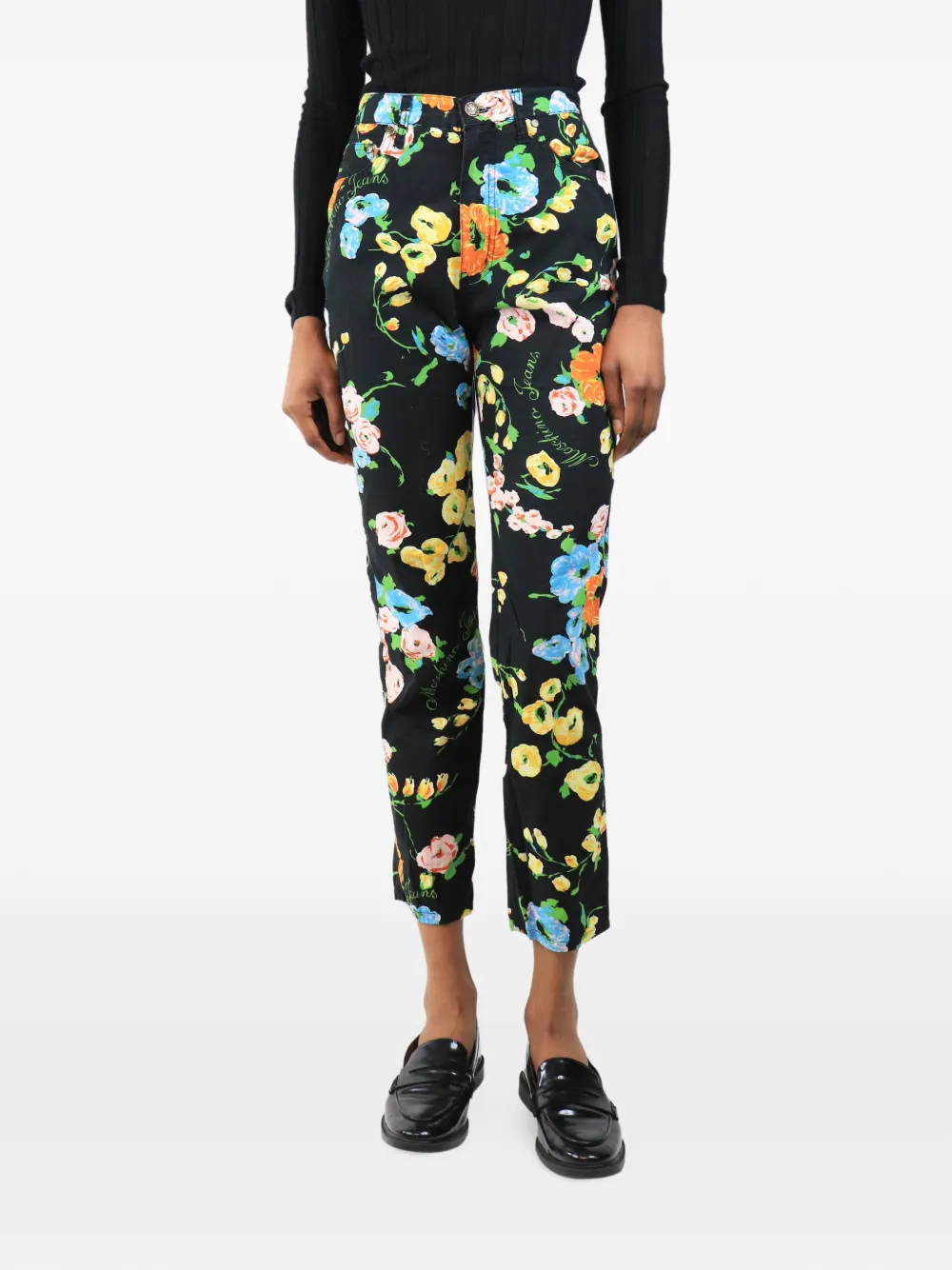 Moschino Pre-Owned Pantaloni dritti a fiori - Nero