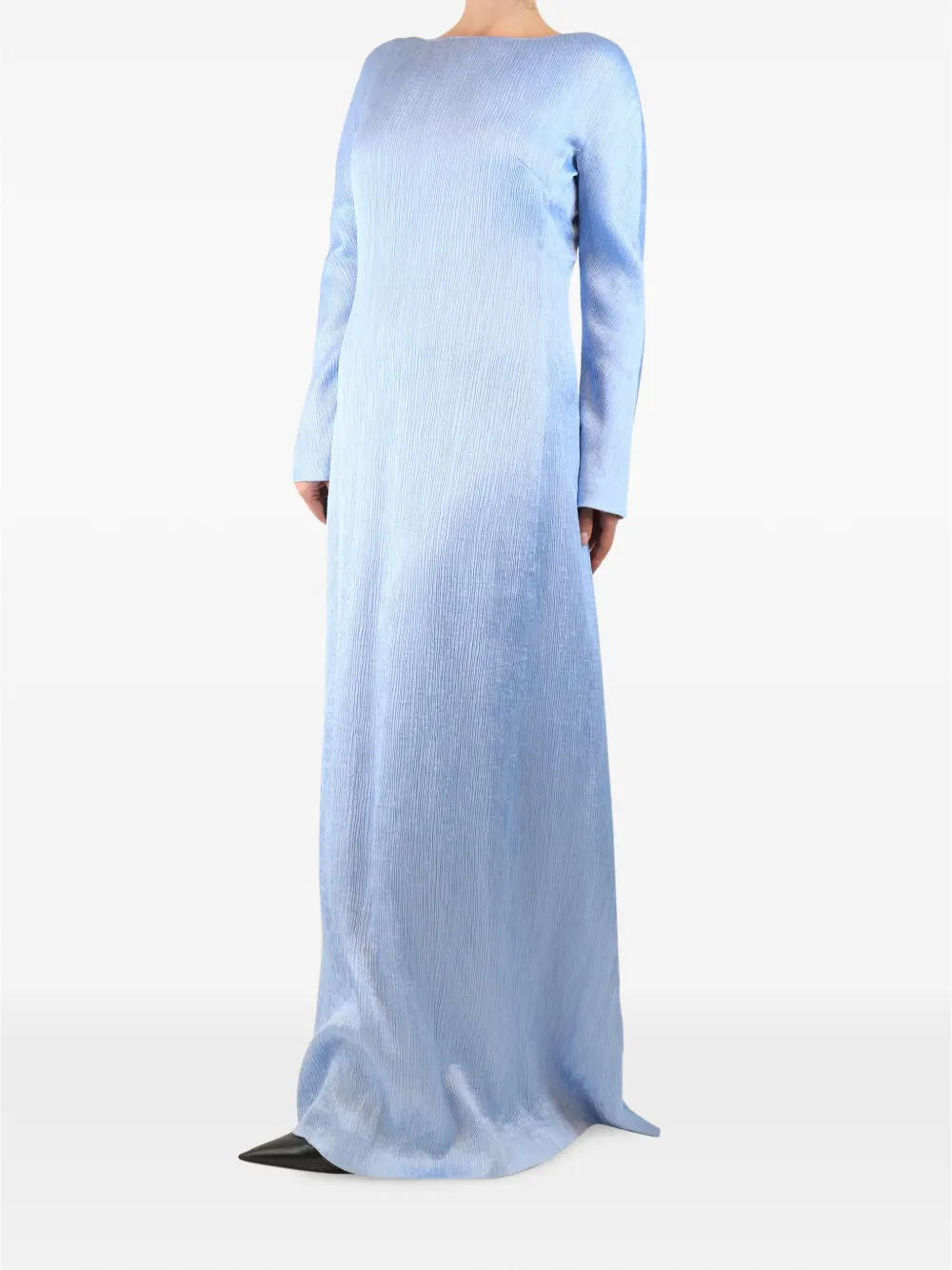 Emilia Wickstead plissé long-sleeve maxi dress - Blue