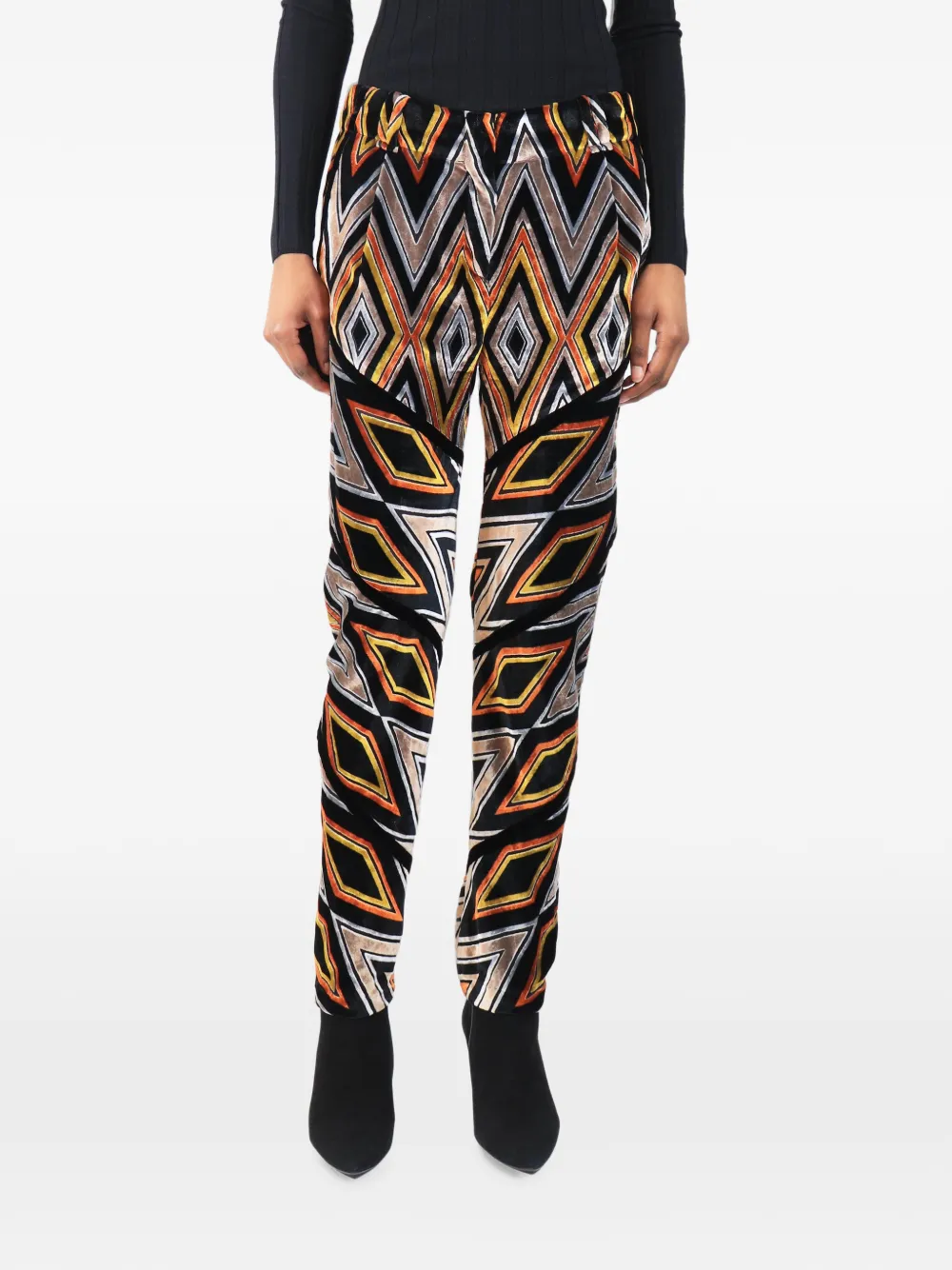 Proenza Schouler geometric-print velour trousers - Black