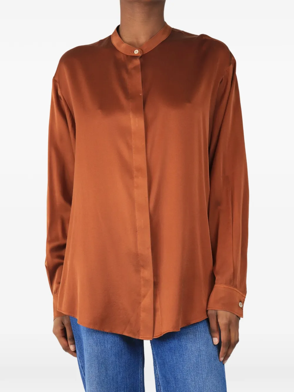 Forte Forte Camicia con colletto alla coreana - Marrone