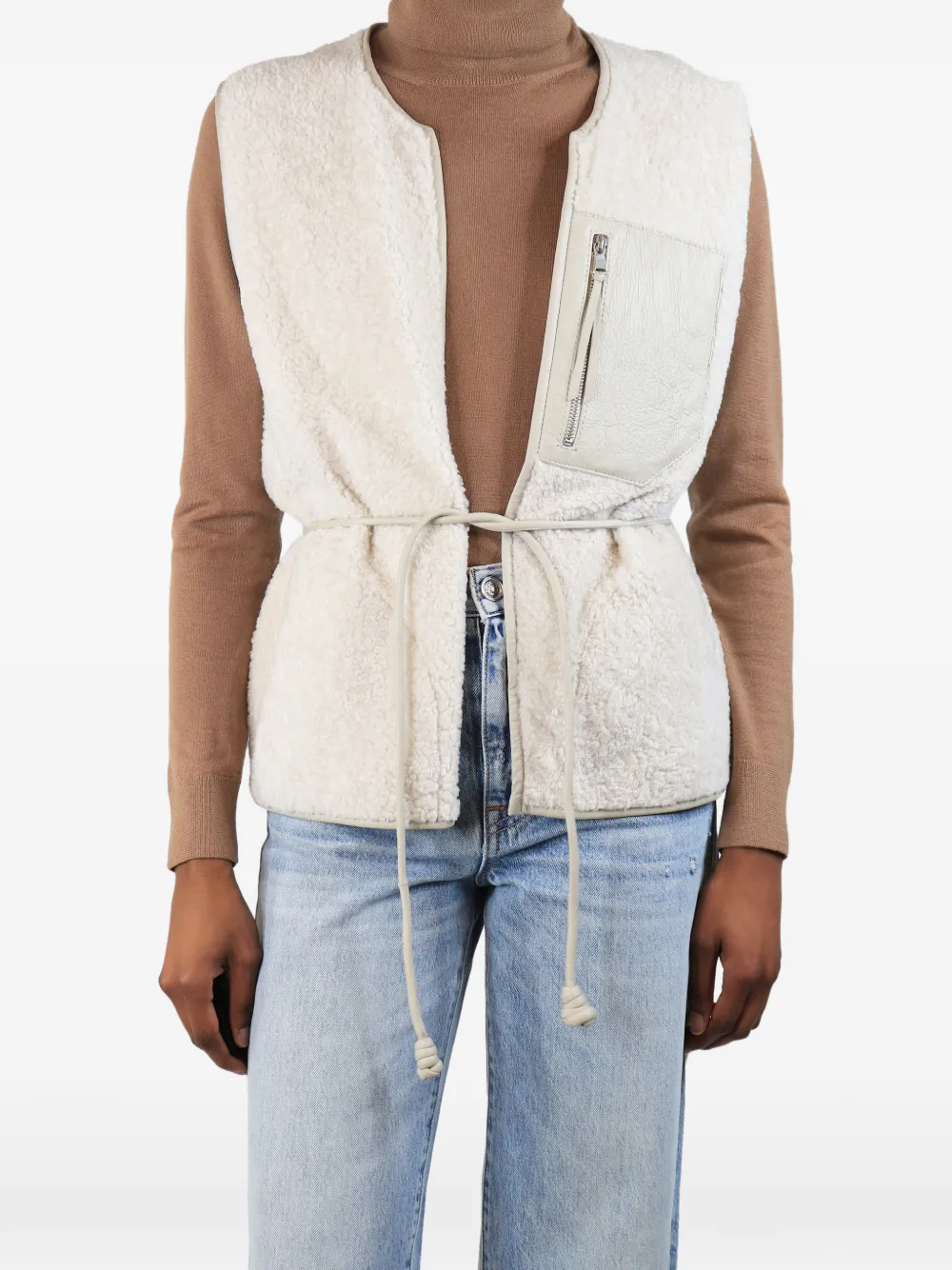 Rachel Comey veste sans manches Oliver en peau lainée - Tons neutres Rachel Comey veste sans manches Oliver en peau lainée - Tons neutres