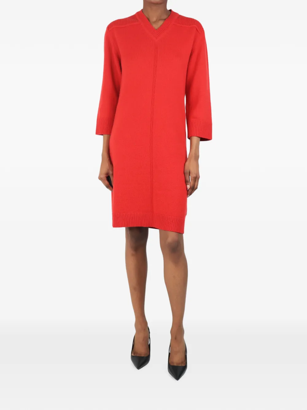 Hermès Pre-Owned Abito midi con scollo a V - Rosso