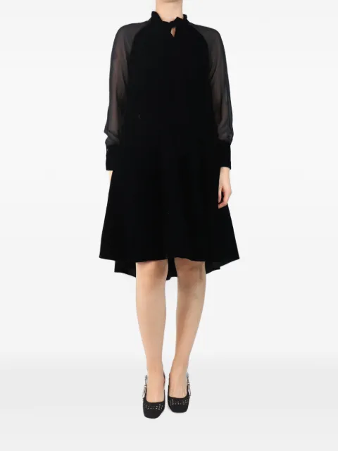 ME+EM sheer-sleeve velvet asymmetric dress