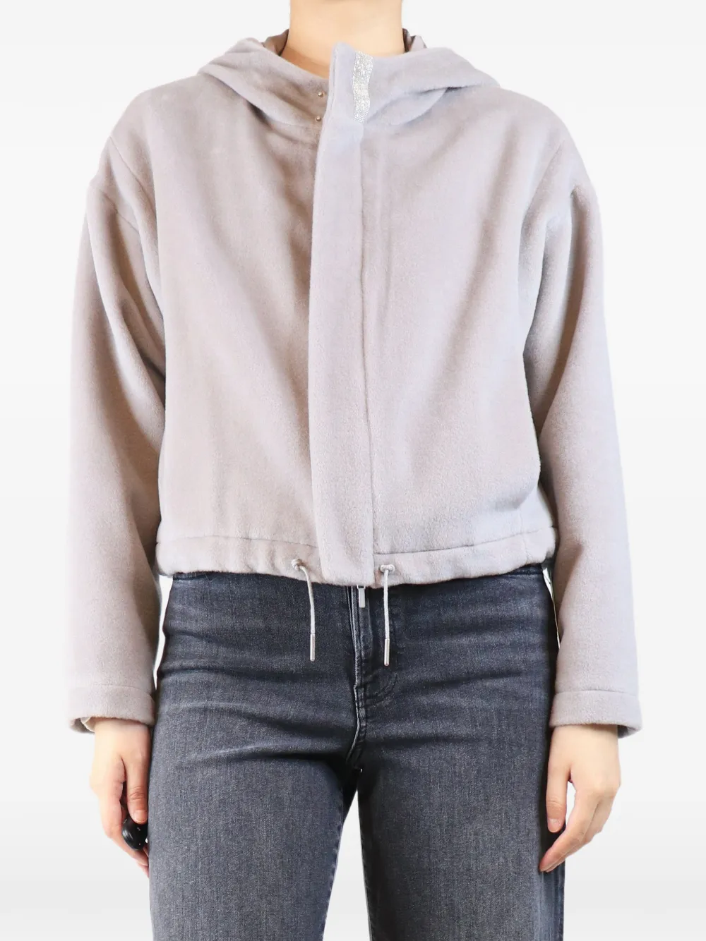 Fabiana Filippi Giacca crop con cappuccio - Grigio