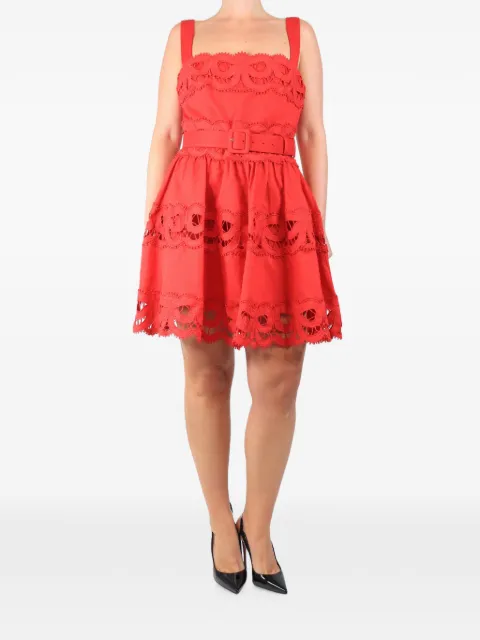 Self-Portrait embroidered belted mini dress