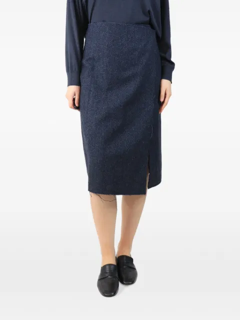 Cédric Charlier herringbone-pattern side-slit midi skirt