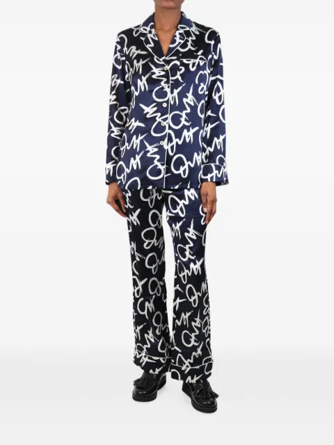 Olivia von Halle pijama de seda estampado