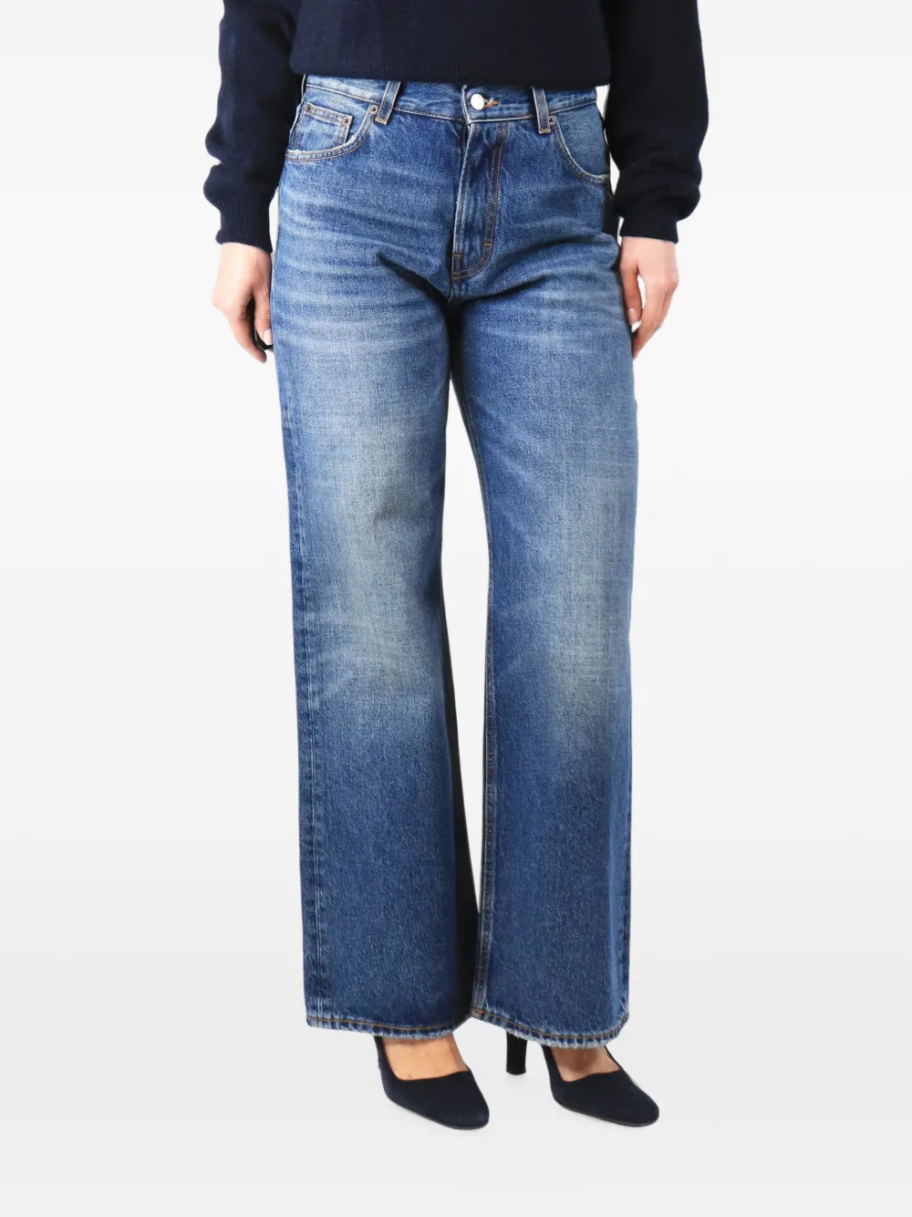 Haikure Wide-Leg-Jeans mit Tragefalten - Blau
