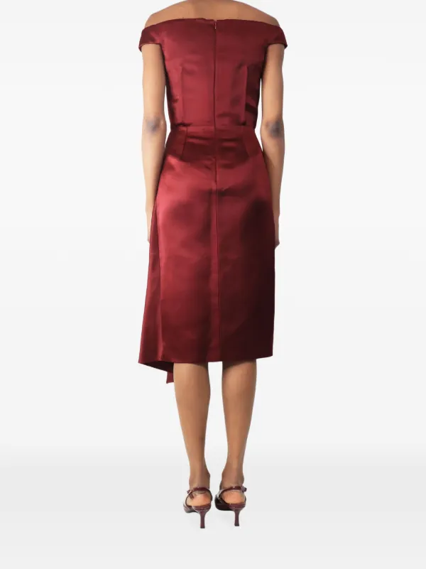 pre owned formal dresses Alexander McQueen Pre-Owned off-shoulder Asymmetric Midi Dress | Red Bridal Reception
