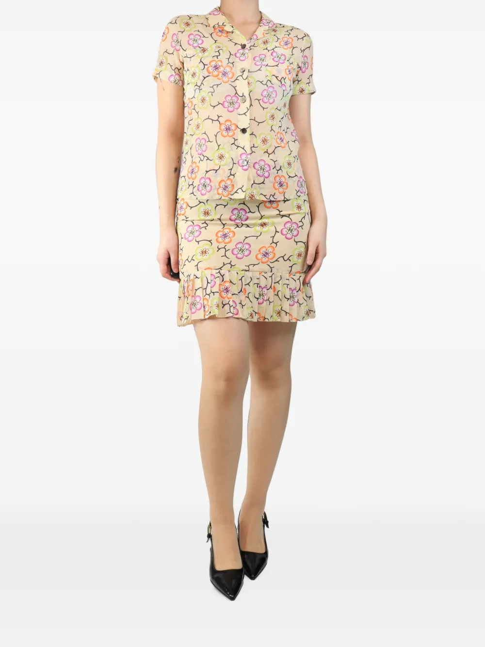 CHANEL Pre-Owned Set con gonna a fiori - Toni neutri