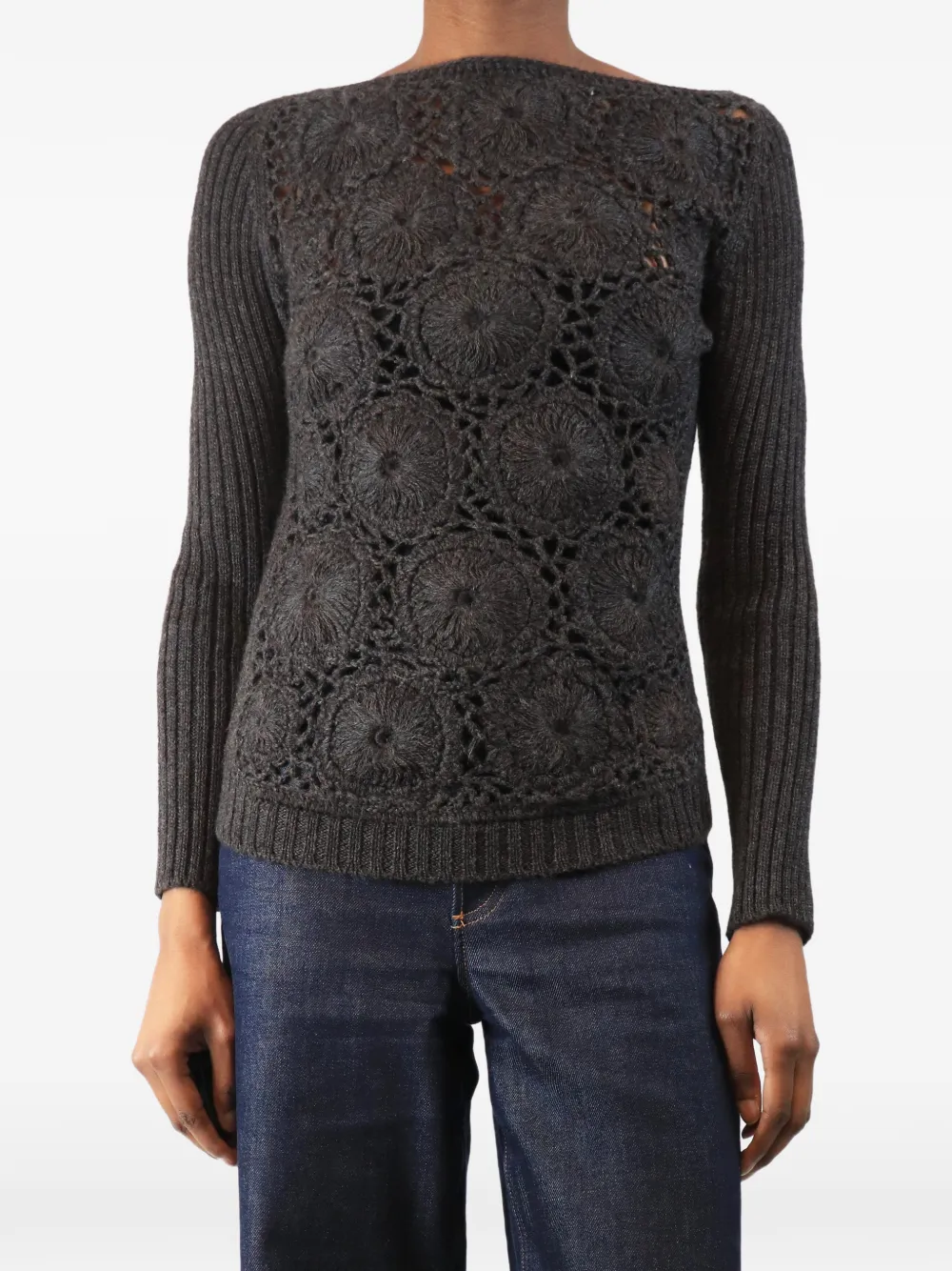 Prada Pre-Owned Maglione con maniche a coste - Grigio