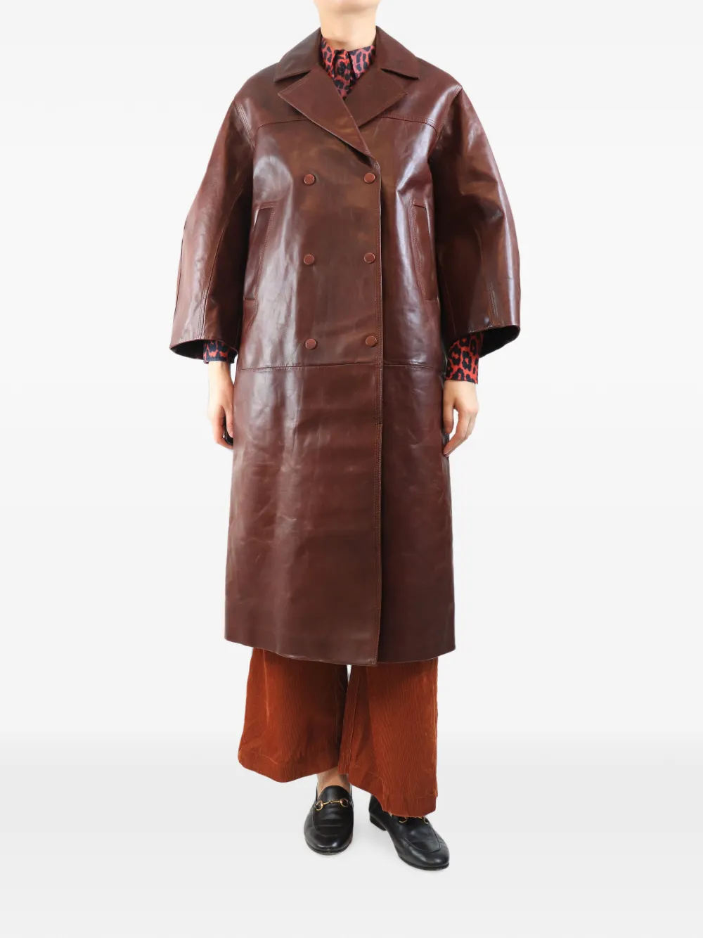GANNI Cappotto doppiopetto oversize - Marrone