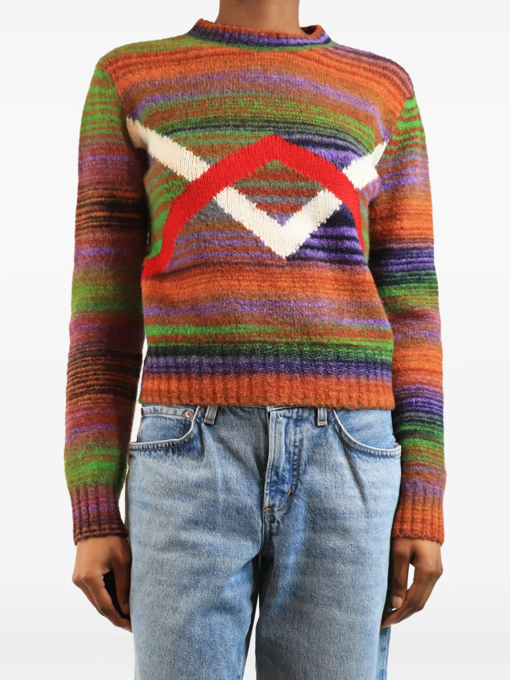 Loewe Pre-Owned Gestreifter Intarsien-Pullover - Orange