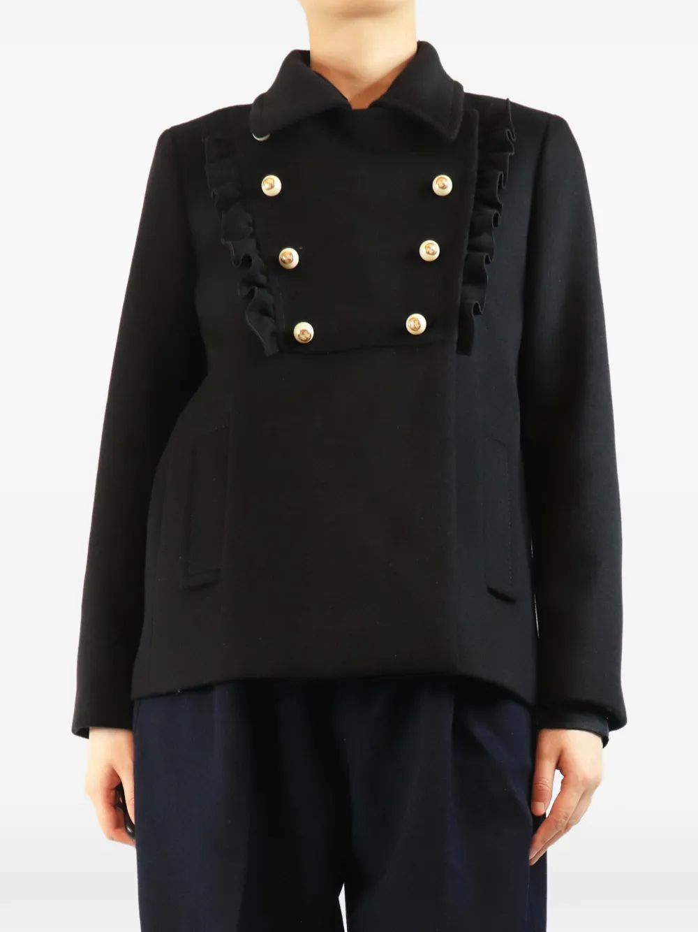 Gucci Pre-Owned Cappotto con ruches - Nero