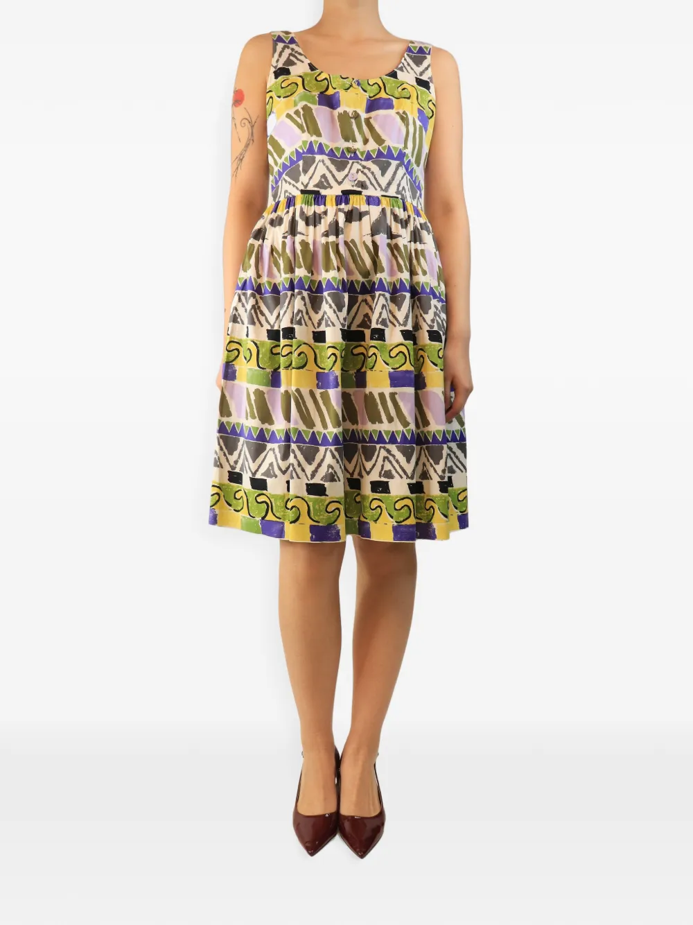 Prada Pre-Owned Midikleid mit Print - Nude