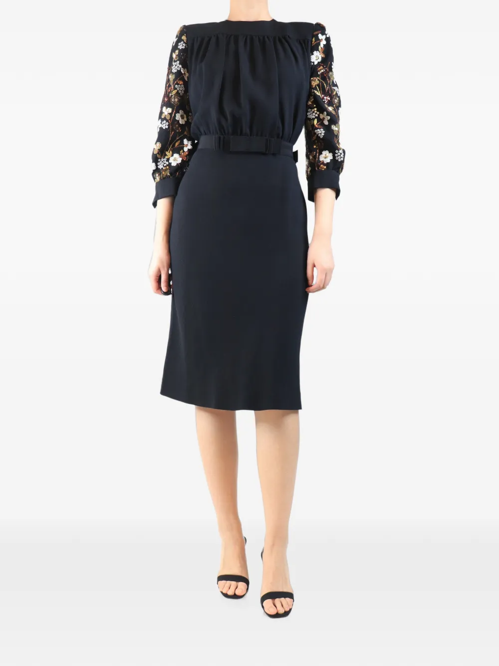 Miu Miu Pre-Owned Abito midi con decorazione - Nero
