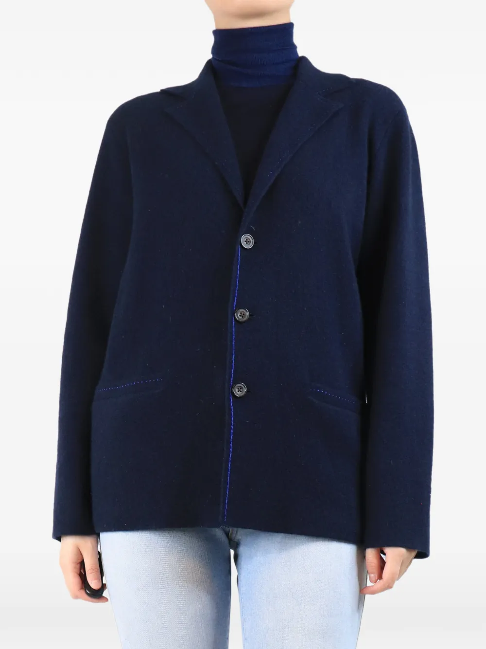 Guest In Residence notched-lapel button-front cardigan - Blue