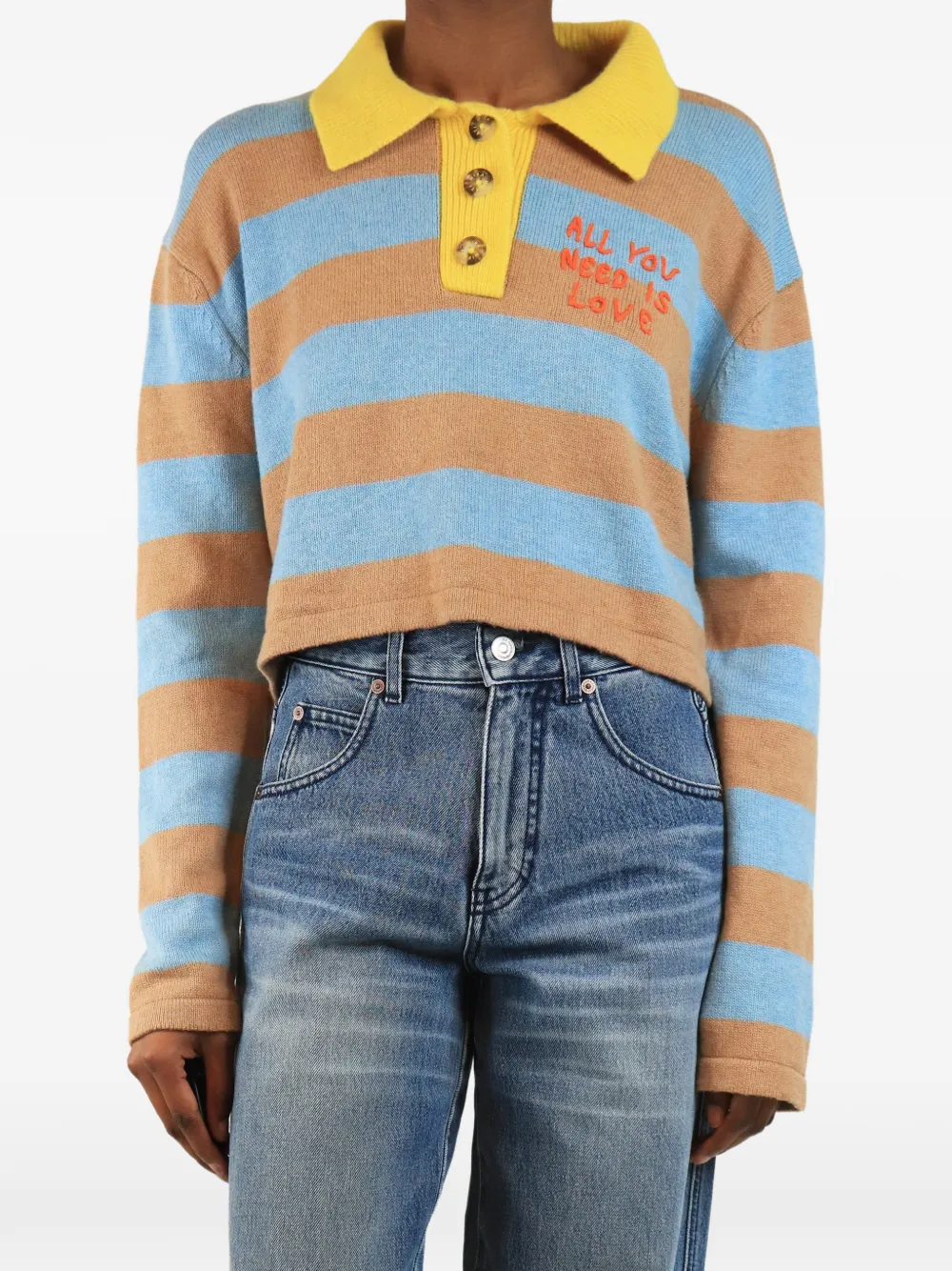 Mira Mikati striped polo sweater - Blue