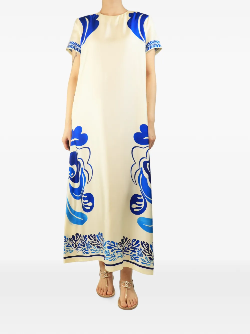 La DoubleJ Maxikleid mit Print - Nude