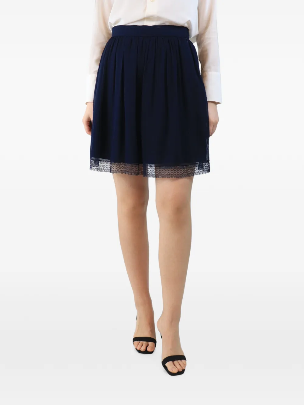 Christian Dior Pre-Owned Gonna con finitura di pizzo - Blu