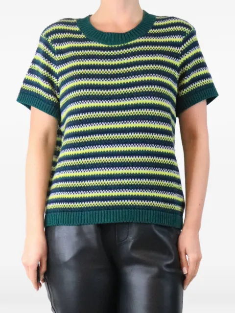 YMC Mitchell crochet striped short-sleeve sweater