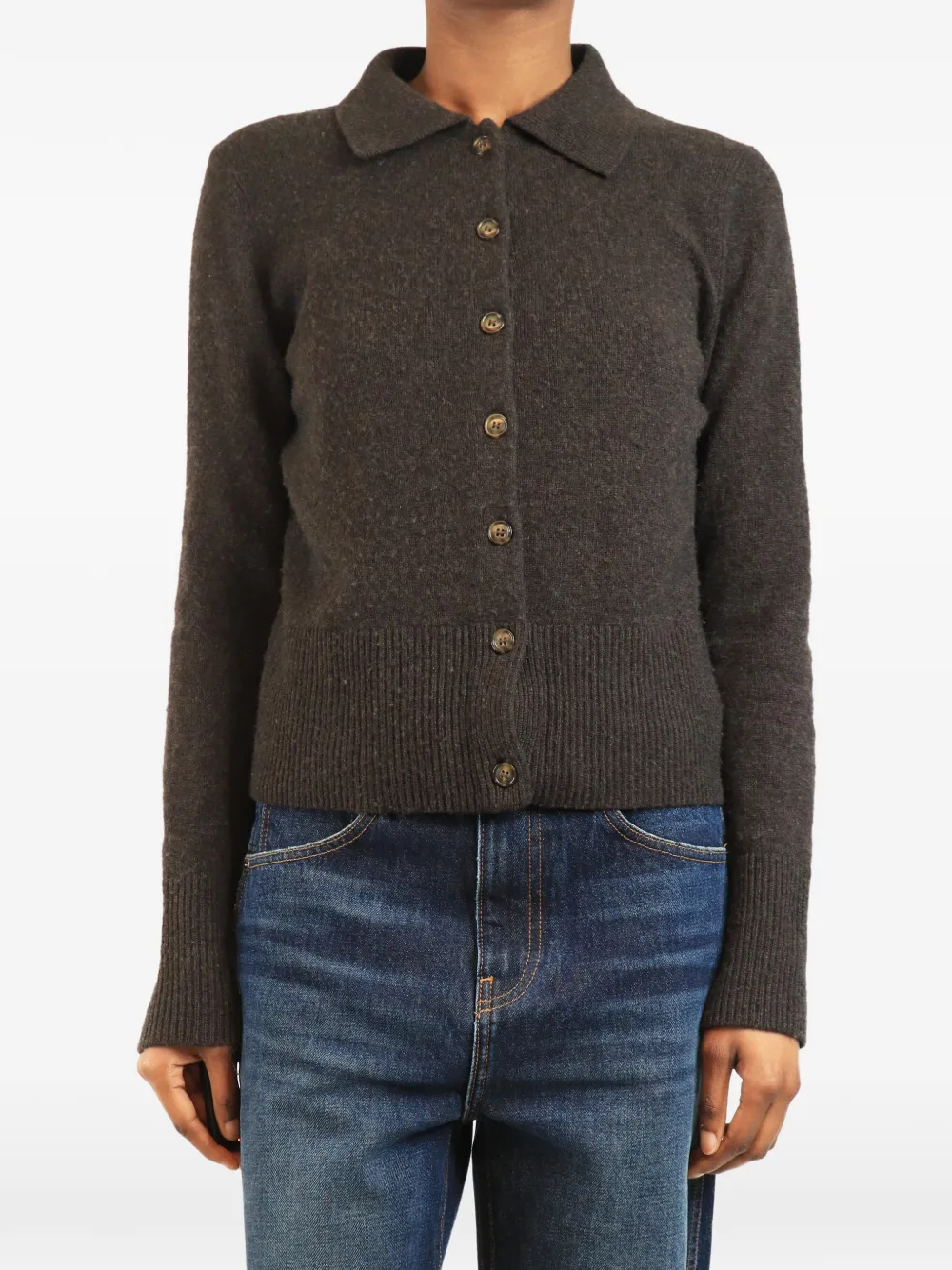 Le Kasha Cardigan mit Kragen - Braun