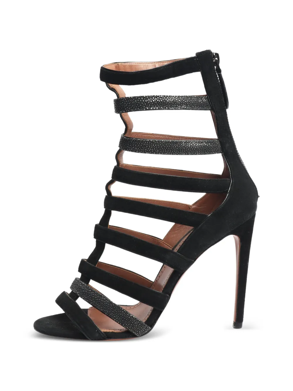 Alaïa Pre-Owned Gladiator Sandalen aus Wildleder - Schwarz